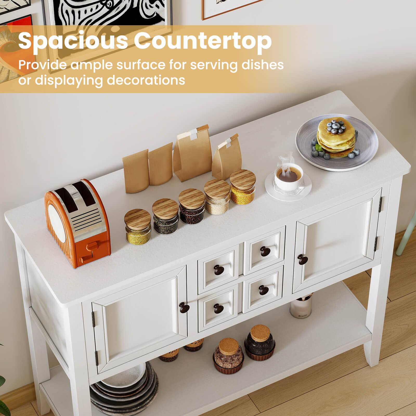 Spacious Countertop  
Provide ample surface for serving dishes or displaying decorations