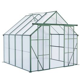 Mondawe - 8x8 FT Double Door Polycarbonate Greenhouse - Green