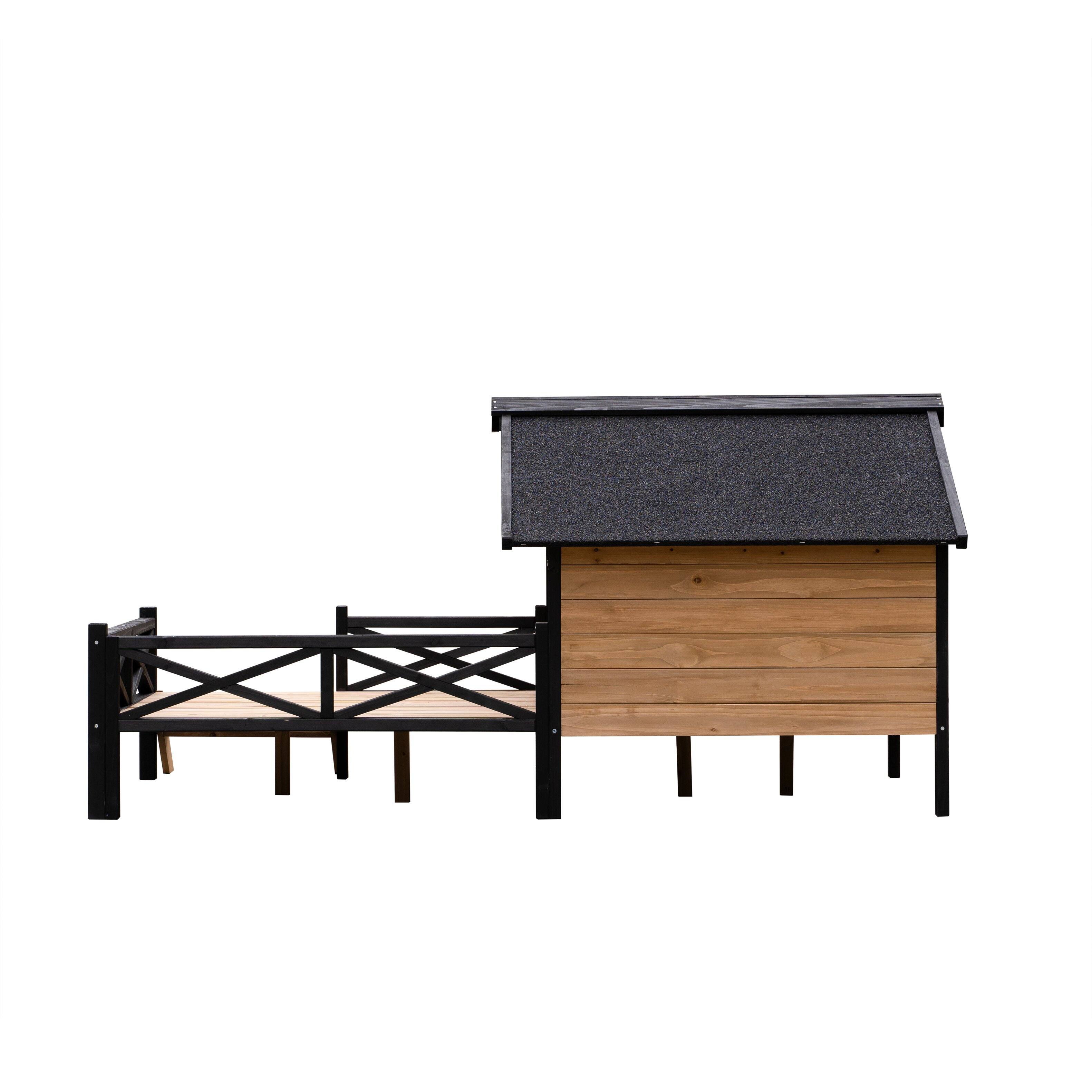 Alt View 6. Siljoy - Outdoor Wooden Dog Kennel with Porch, Large Cabin‑Style House for Medium/Large Breeds up to 80 lbs.