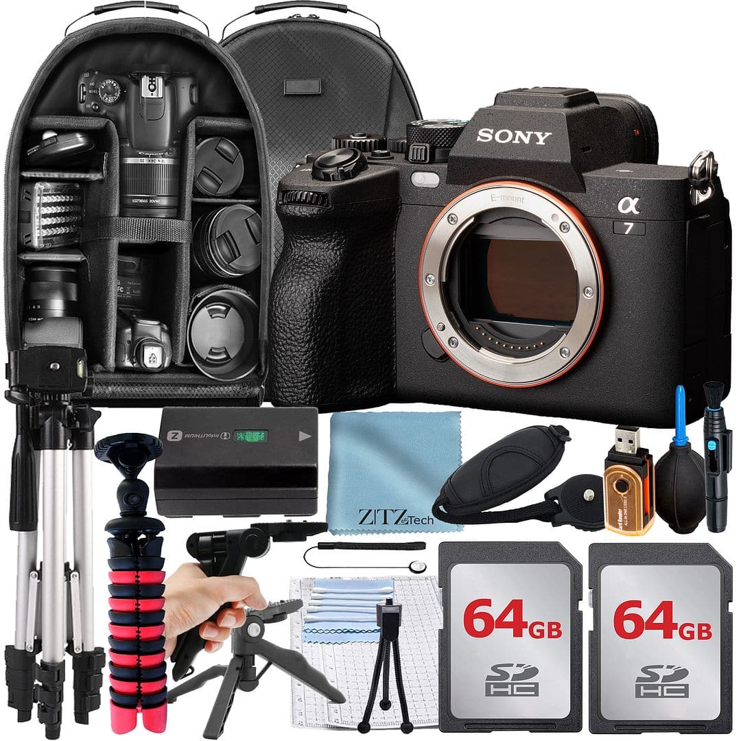 Sony - A7 IV Mirrorless Camera (Body) + 2x 64GB Card + Case + ZeeTech Bundle (International Version) - Black