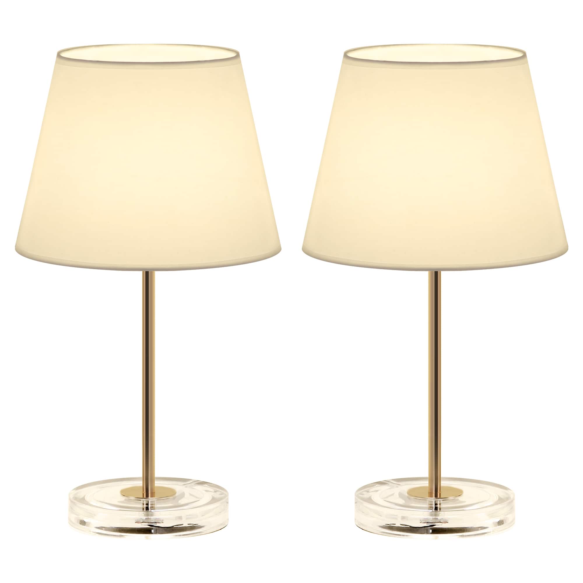 Oumilen - Set of 2 Small Bedside Lamps & Acrylic Base Small Nightstand Lamps for Bedrooms