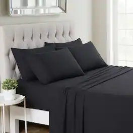 Sweet Home Collection - Deluxe Microfiber Sheet Set with Bonus Pillowcases, Ultra Soft 1500 Series, Queen - Black