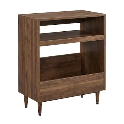 Front. Crosley Furniture - Liam Record Player Stand With Vinyl Storage - Walnut.