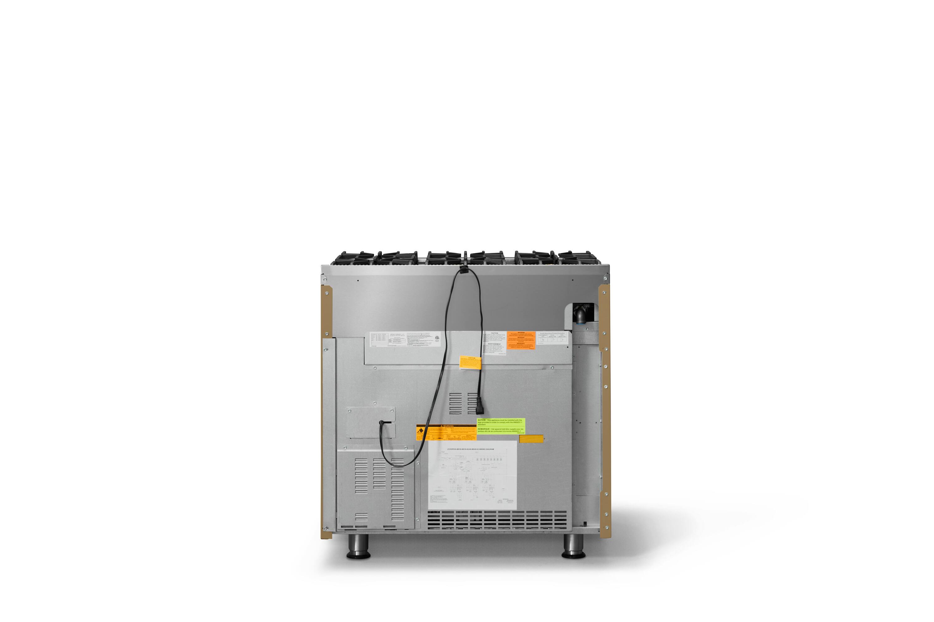 Back. Viking - 36"W./24"D. 5.1 Cu. Ft.  Gas Sealed Burner Range-6 Burners-Golden Hour-LP - Golden Hour.