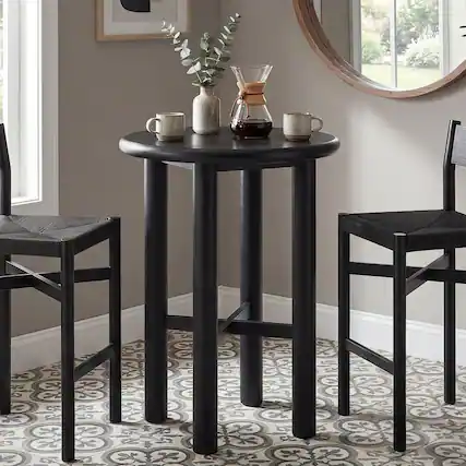 Front. Modway - Alvia Round 30" Oak Wood Bar Table by Modway - Black.