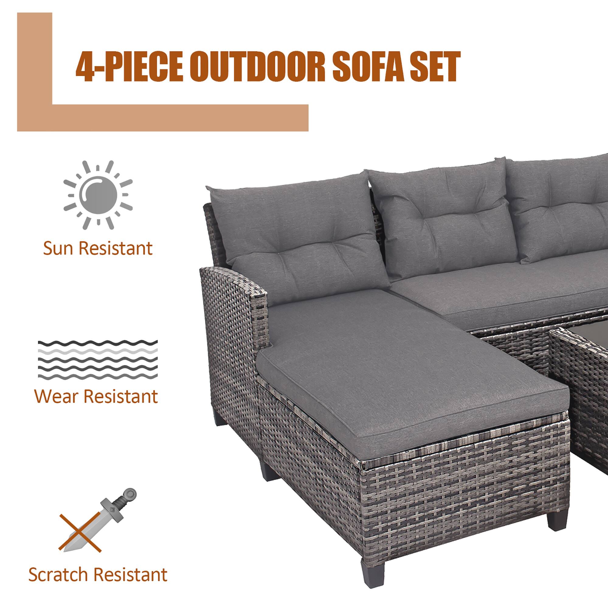 4-PIECE OUTDOOR SOFA SET

Sun Resistant  
Wear Resistant  
Scratch Resistant