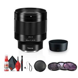 OKI - Tokina atx-m 85mm f/1.8 FE Lens for Sony E + Lens Filter Kit + Cleaning Kit + More - Black