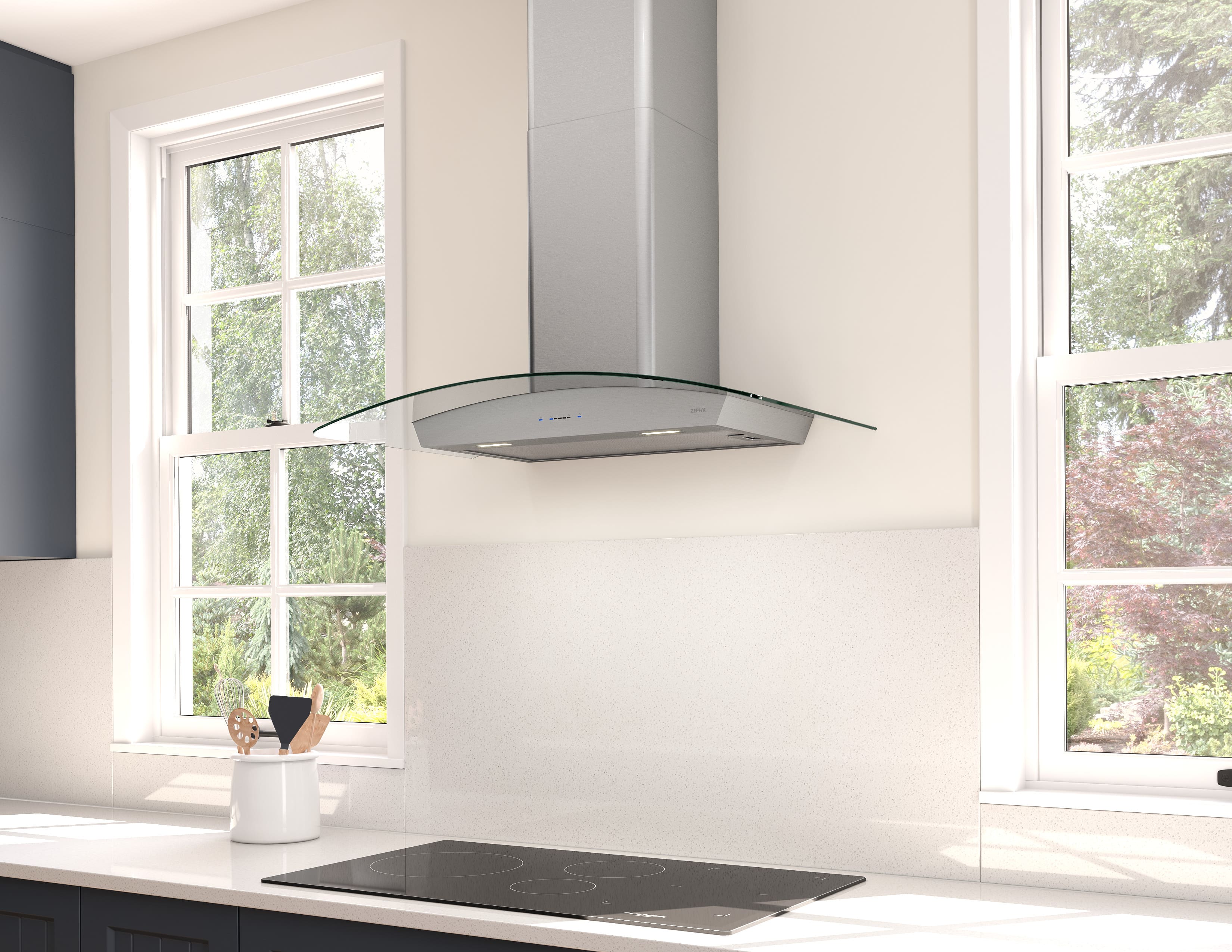 Alt View Zoom 12. Zephyr - 30 inches - Convertible - Wall Range Hood - Stainless Steel/Glass.
