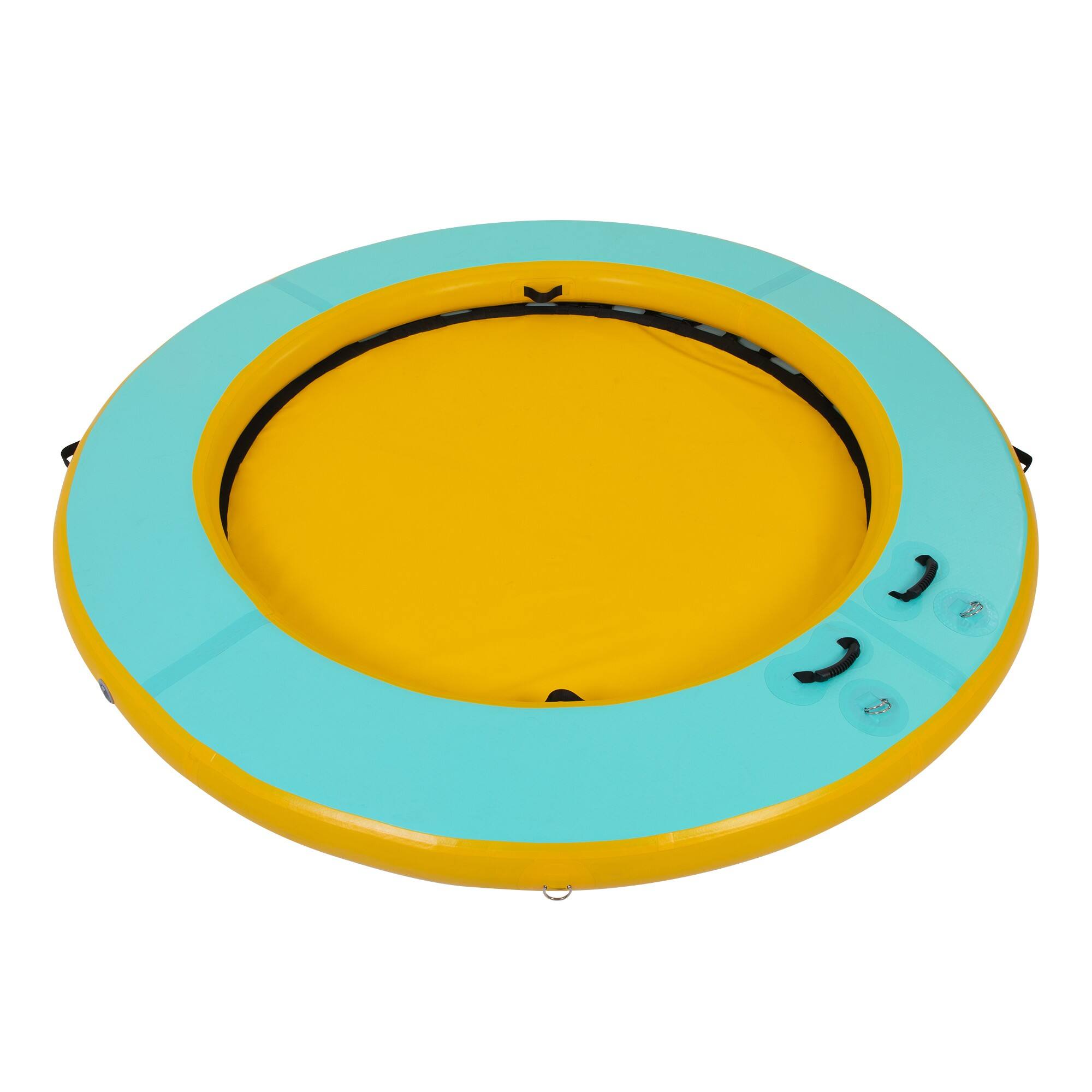 Front. Boyel Living - Mint Green/Yellow PVC 12FT Round Inflatable Water Hammock 772LBS Capacity - Yellow.