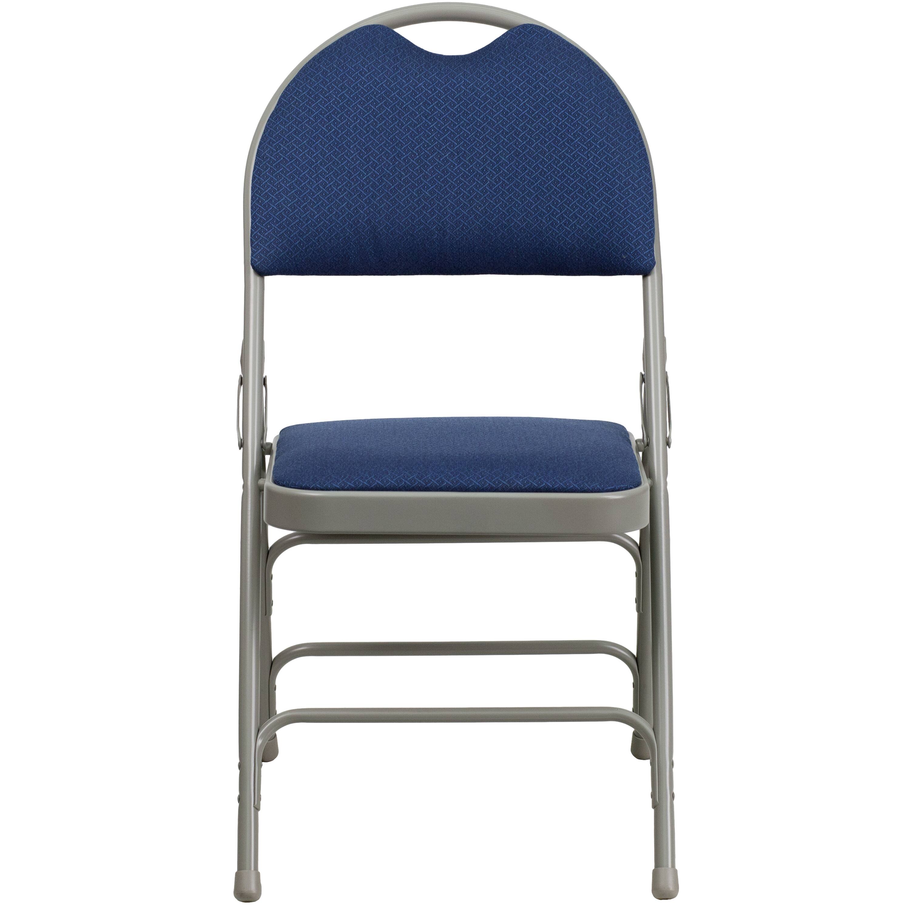 Alt View 7. Emma + Oliver - 4 Pack Home & Office Easy-Carry Party Events Padded Folding Chair - Navy Fabric/Gray Frame.
