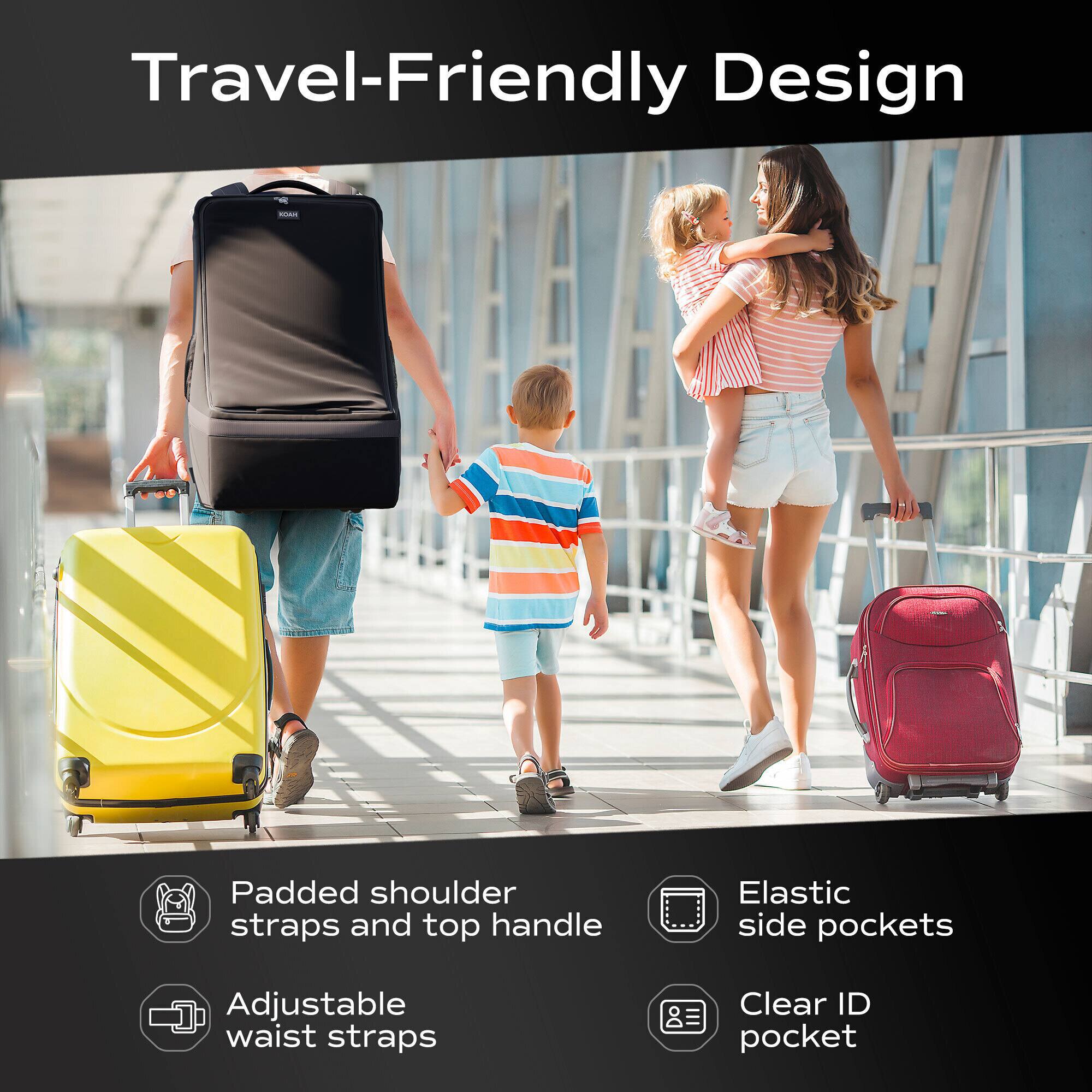 Travel-Friendly Design

- Padded shoulder straps and top handle
- Adjustable waist straps
- Elastic side pockets
- Clear ID pocket