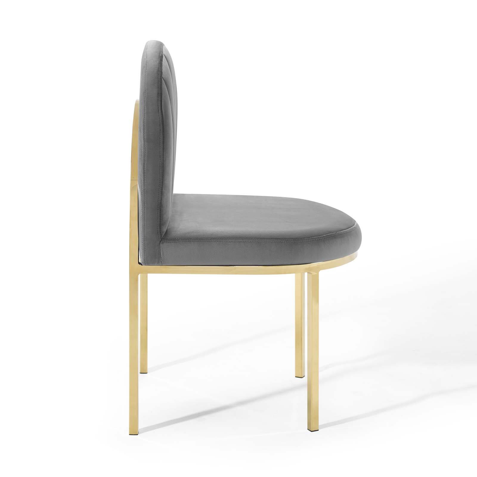 Alt View 2. Modway - Isla Channel Tufted Performance Velvet Dining Side Chair by Modway - Gold Gray.