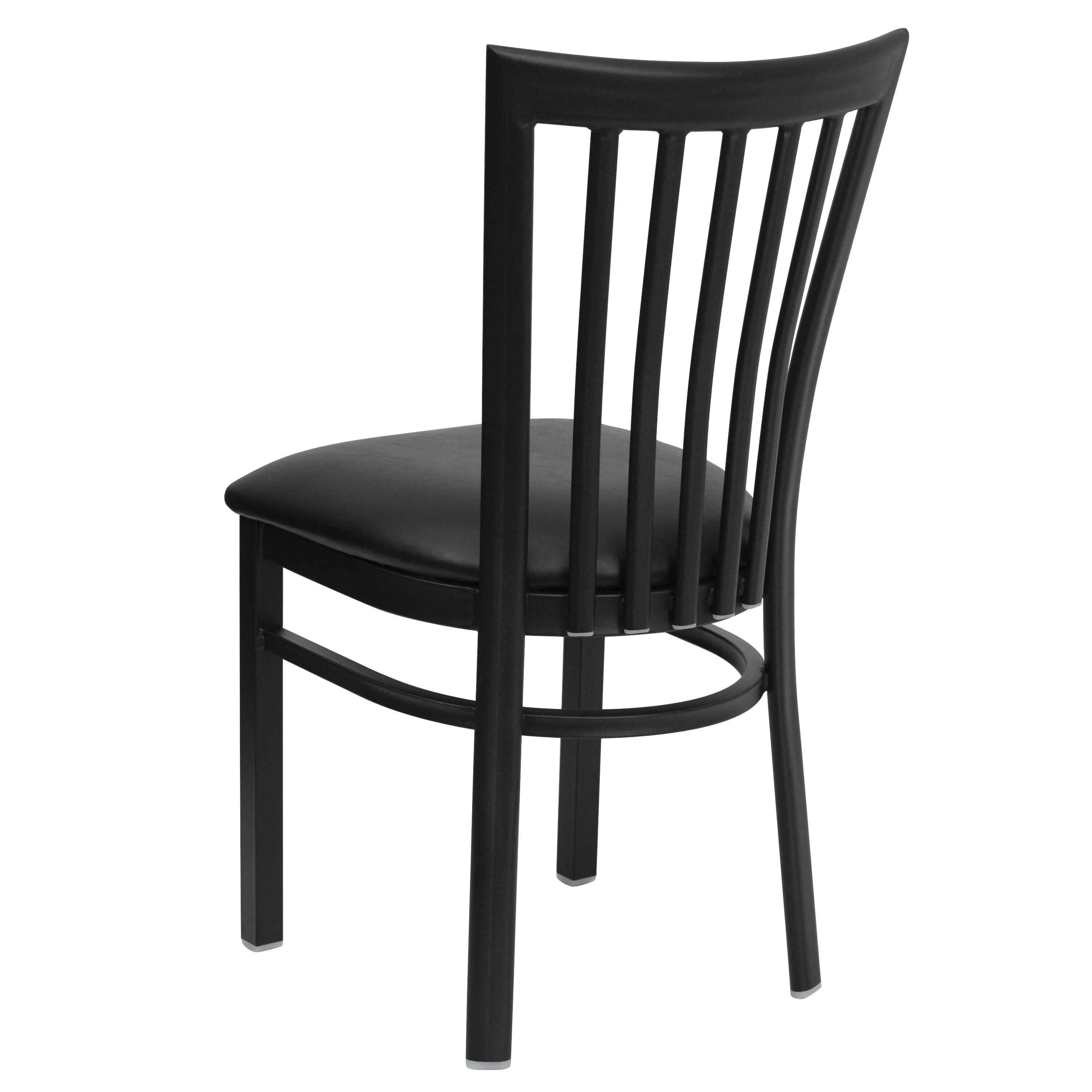 Alt View 5. Emma + Oliver - 2 Pack School House Back Metal Restaurant Chair - Black Vinyl Seat/Black Metal Frame.