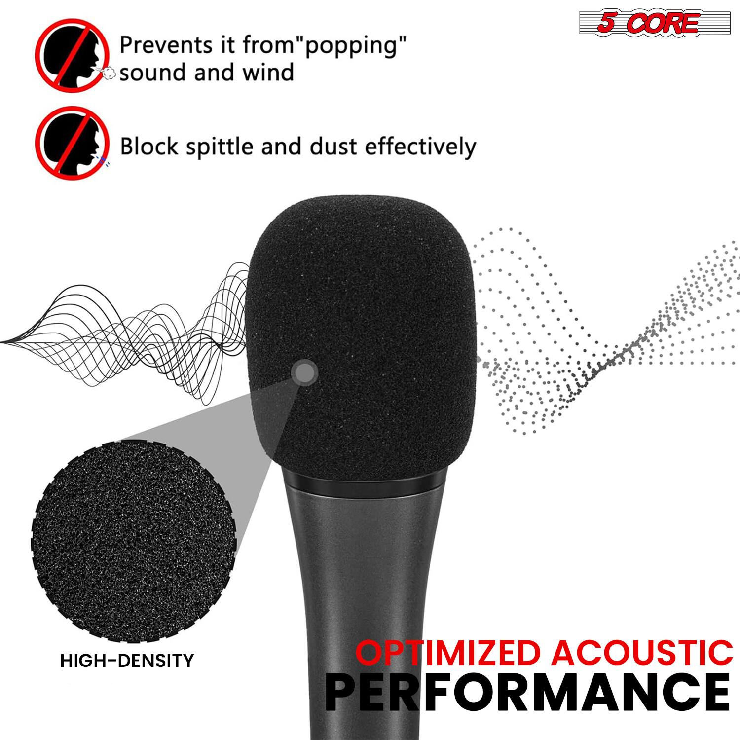 Prevents it from "popping" sound and wind  
Block spittle and dust effectively  
HIGH-DENSITY  
OPTIMIZED ACOUSTIC PERFORMANCE  
5 CORE