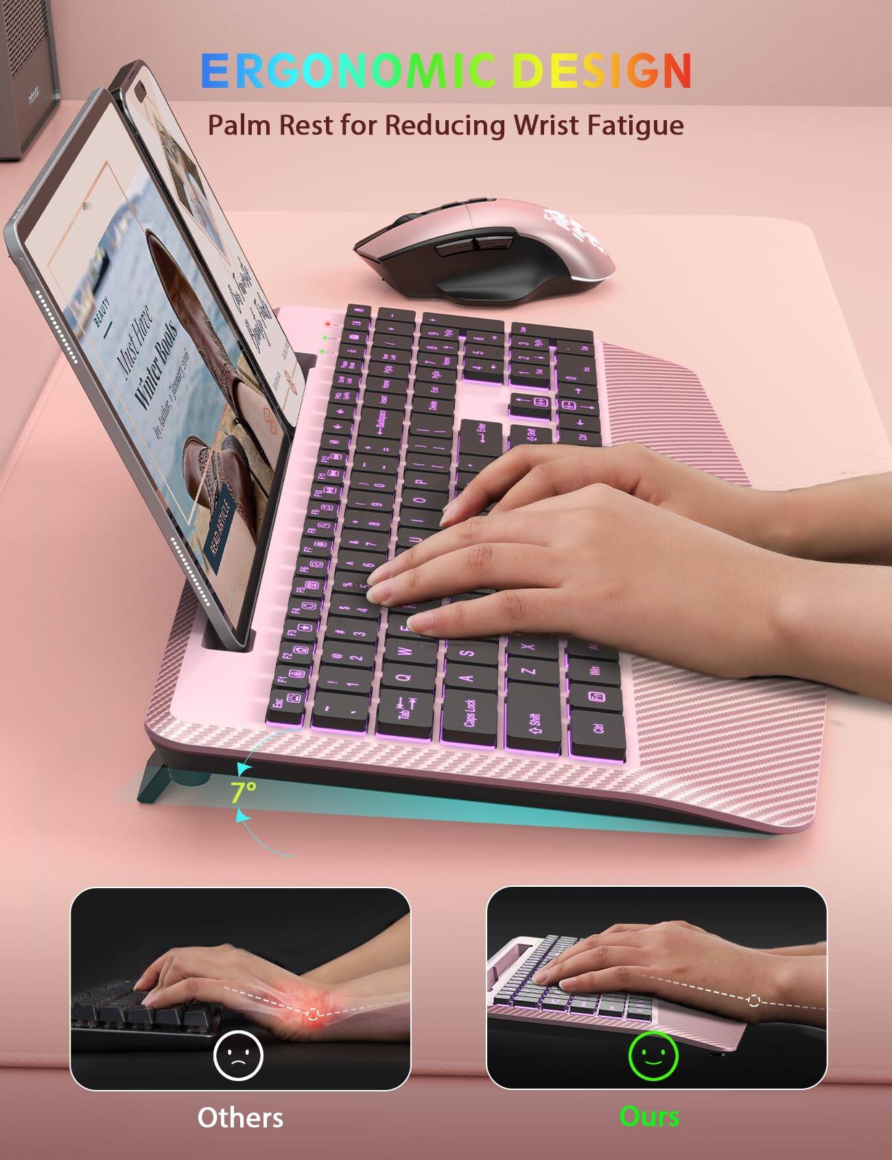 ERGONOMIC DESIGN Palm Rest for Reducing Wrist Fatigue

BEAUTY Have Must Boots Winter READ ARTICLE

a 11 B +-Badepace N F - ET a H ong 19 500 - (490 - 7 11 27 6 6 P6 IN % F5 ~ 4 R

FAT 
+ CH F2 DO 25
- 3 2 - 1 -

KA W Q 1/2 Tab
S A CapsLock
X Z Q Shift
Win NO

7

Others
Ours