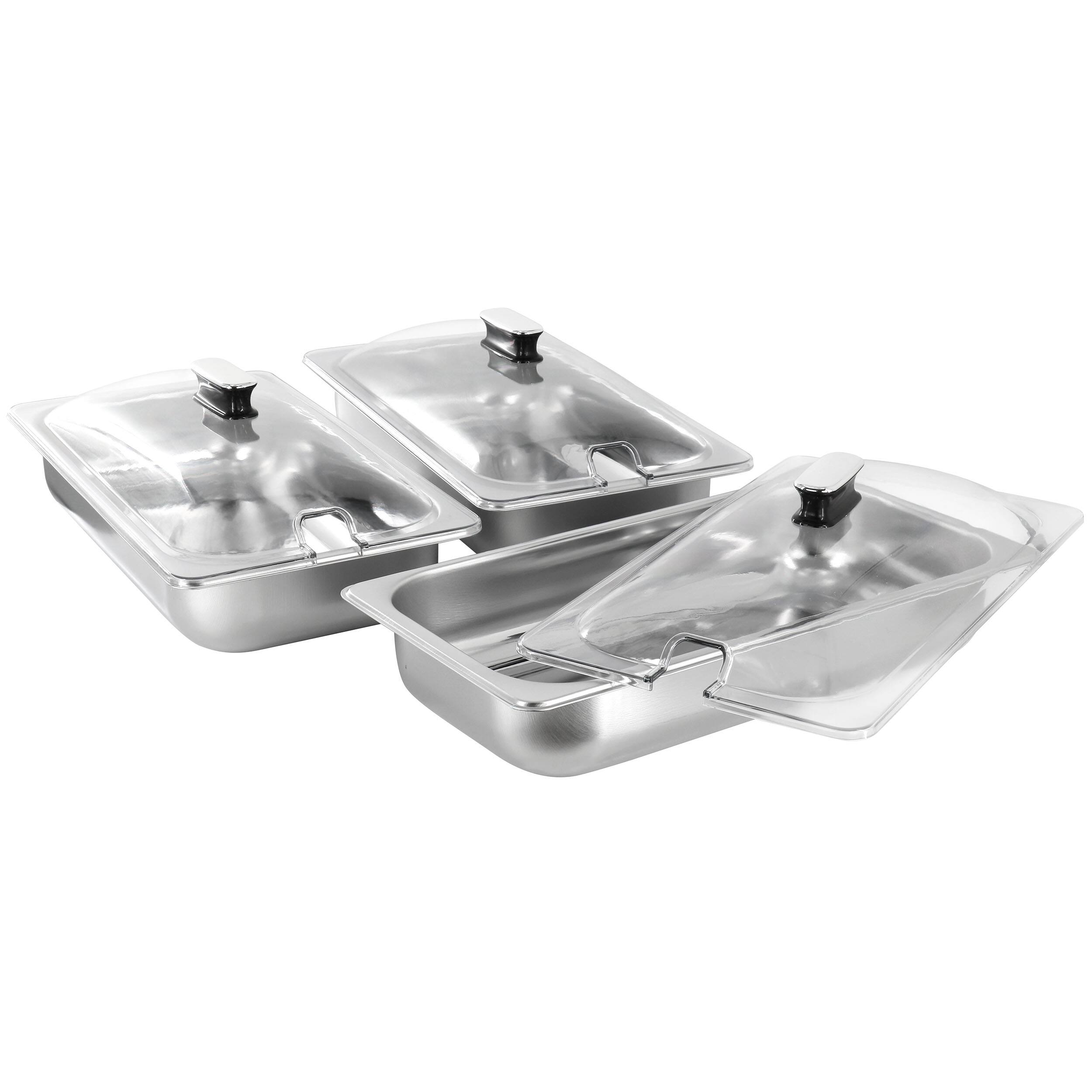 Alt View 4. MegaChef - MegaChef 3-in-1 Electric Chaffing Buffet Server and Warming Tray with Triple 2.63 Quart Trays and 8.6 Quart Baking Pan - Silver.