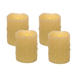 BreeBe - LED Dripping Wax Pillar Candles (Set of 4) - Yellow