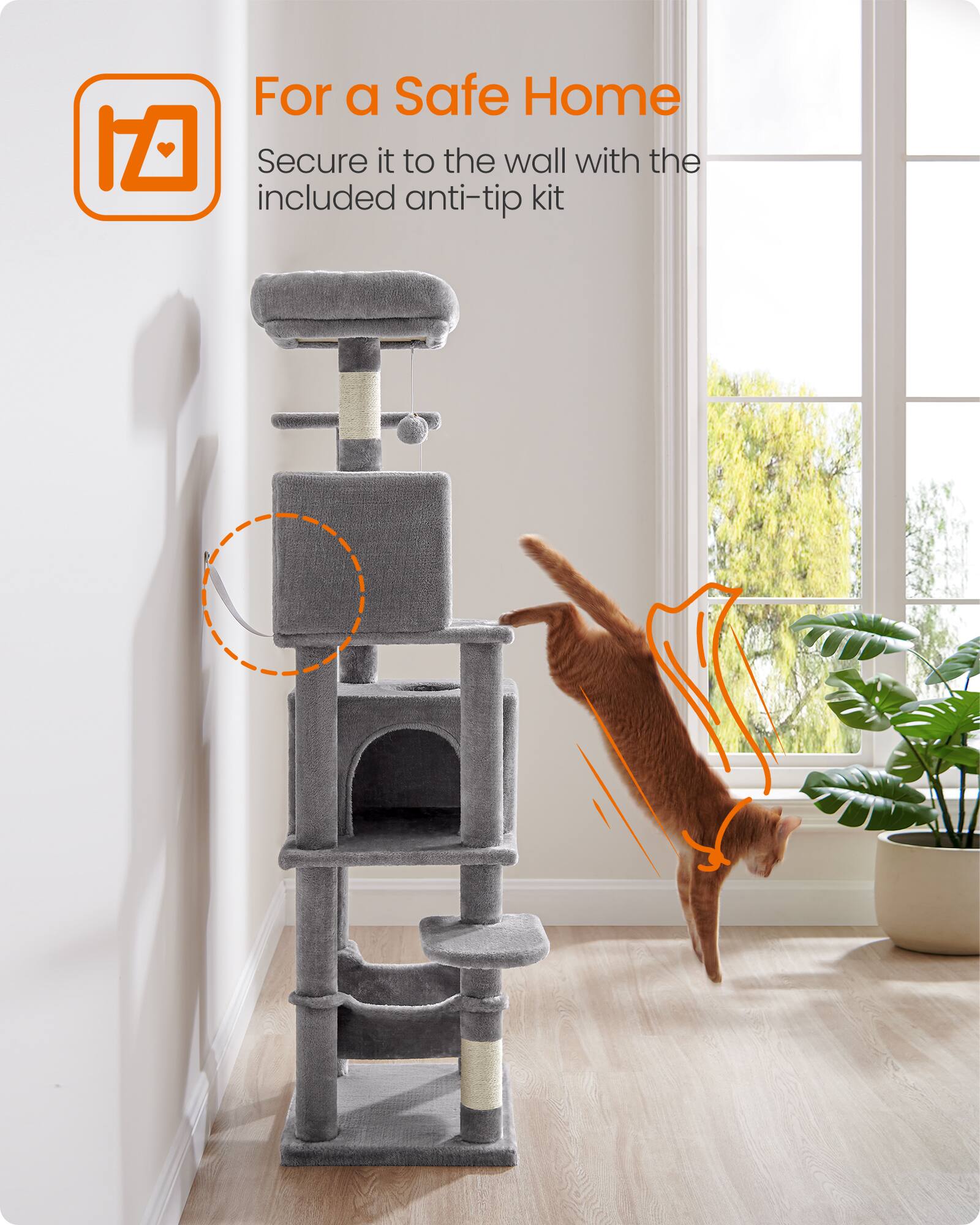 For a Safe Home  
Secure it to the wall with the included anti-tip kit