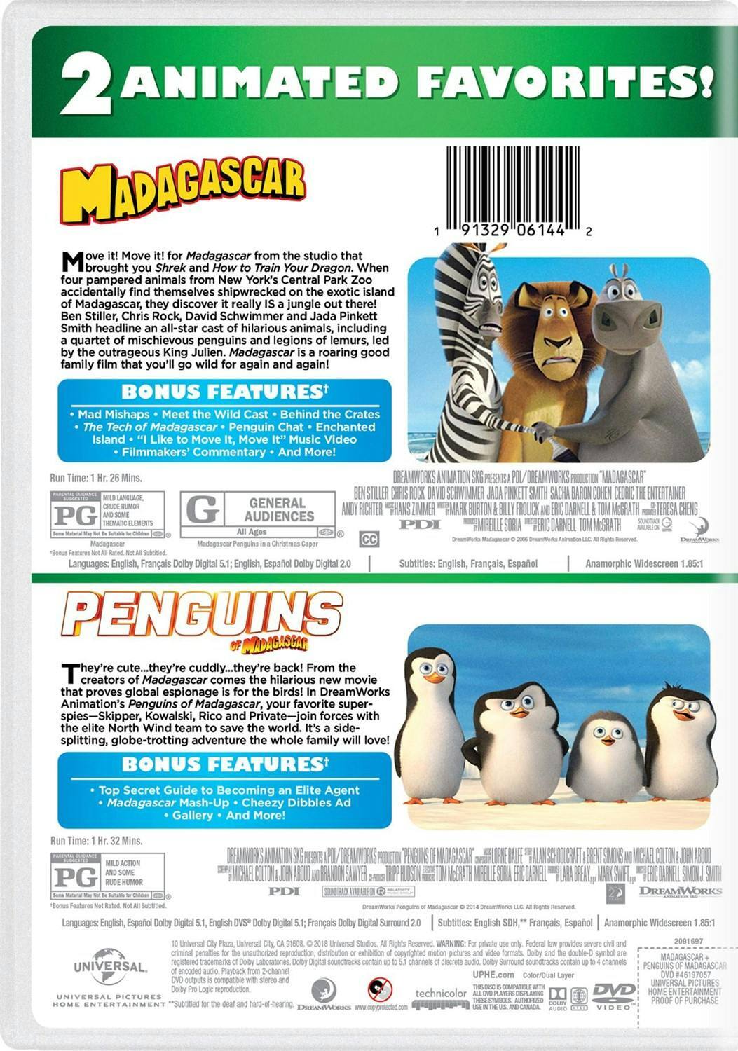 Back. Madagascar/Penguins of Madagascar (DVD Double Feature) [DVD].