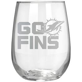 Great American Products - Miami Dolphins Etched 17oz. Rally Cry Stemless Wine Glass - Multicolor