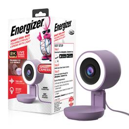 Energizer - Smart 2K Wired Indoor Camera with Light for Night Vision, Foldable for Privacy, 130° Wide Angle - Purple