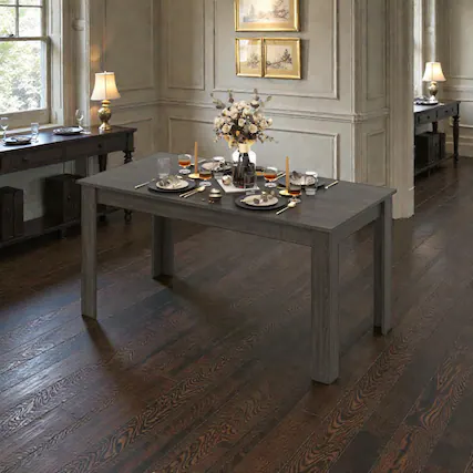 Front. Hivvago - Sleek 63-Inch Rectangular Kitchen Dining Table - Gray.