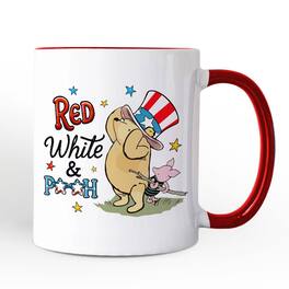 OrnamentallyYou - Red Proud Mug, Patriotic 4th of July Celebration Pooh Bear Gift - White
