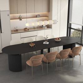 Loheer - Extendable Dining Table Particle Board Rectangular Table for 1 to 10 People - Black
