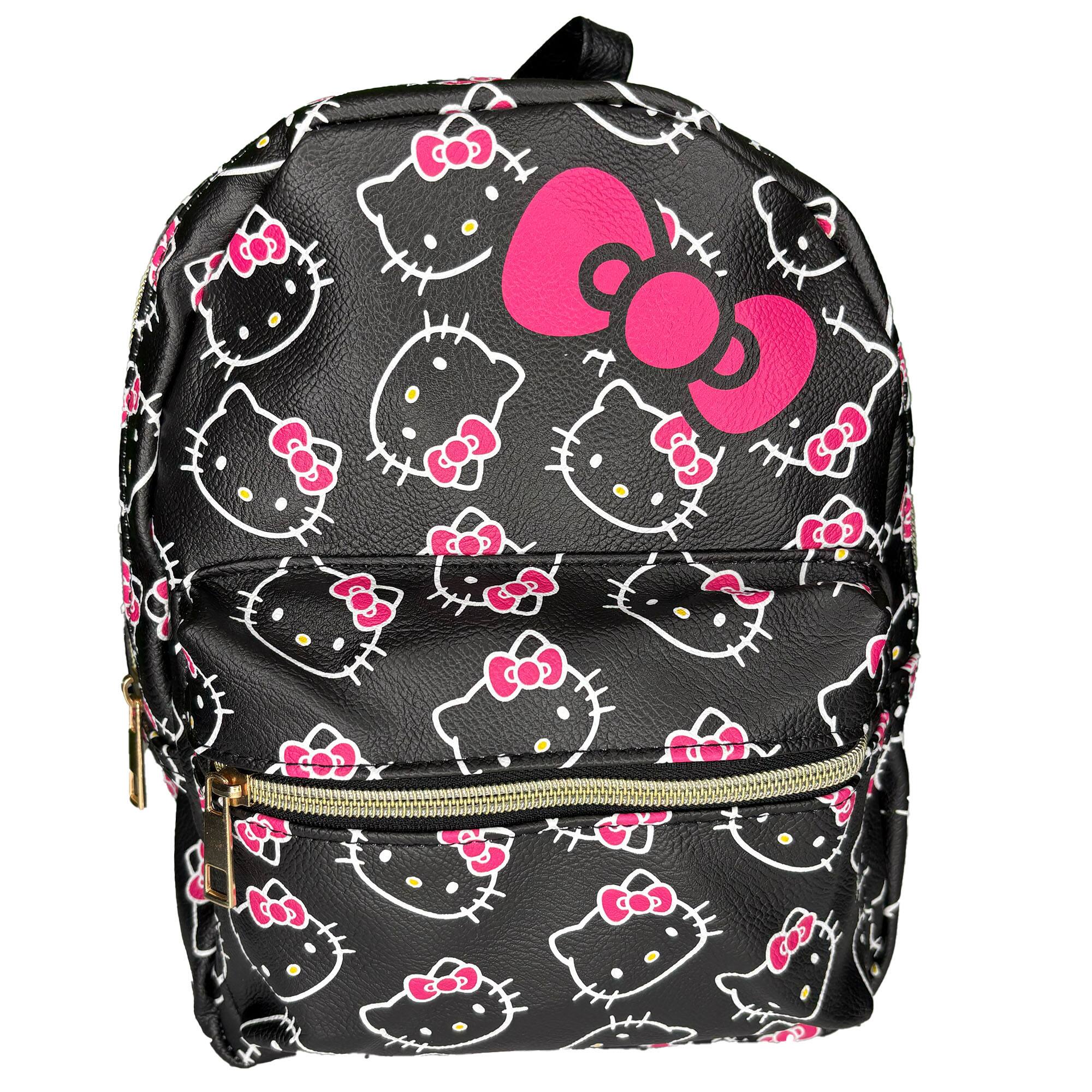 Alt View 1. Hello Kitty - Hello Kitty Teen Bows All Over Print Polyester Mini Backpack, Black - Multicolored.