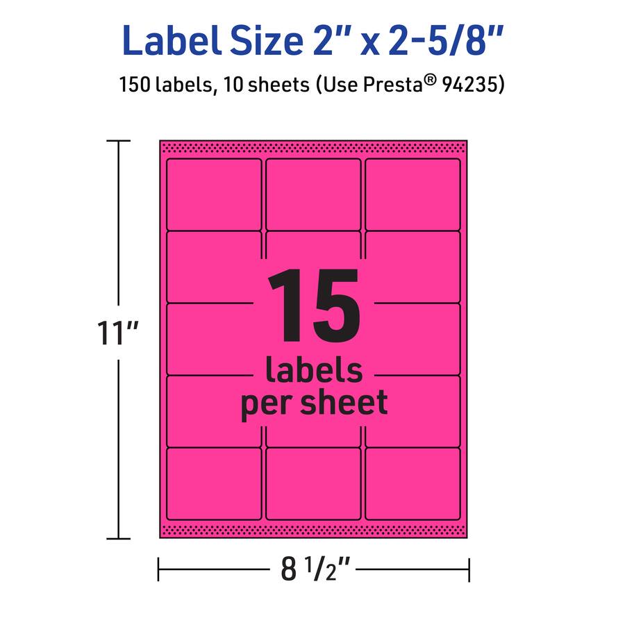 Printable High Alert Labels Avery Printable Rectangle Labels, Neon Magenta, 2