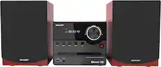 Front. Sharp - Sharp XL-B512 Micro Component Wireless Bluetooth Audio Streaming & CD Player Wood Speaker System - Brown.