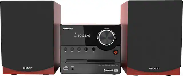 Front. Sharp - Sharp XL-B512 Micro Component Wireless Bluetooth Audio Streaming & CD Player Wood Speaker System - Brown.