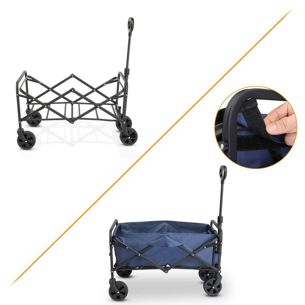 Alt View 1. Resenkos - Resenkos Steel Frame Flat Folding Style , Blue Cloth Silver Frame,  Garden Folding Cart, Silver Blue - Silver Blue.