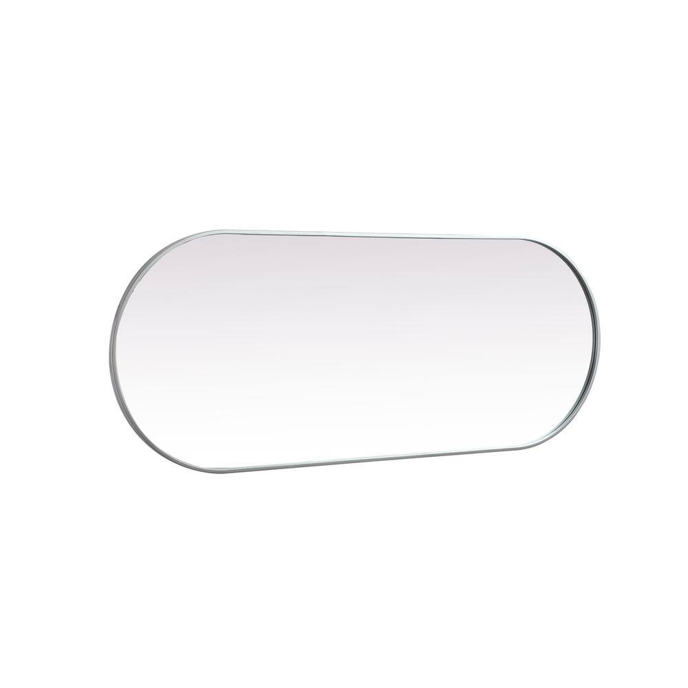 Left. Elegant Decor - Metal Frame Oval Mirror 24x60 Inch in Silver - Silver.