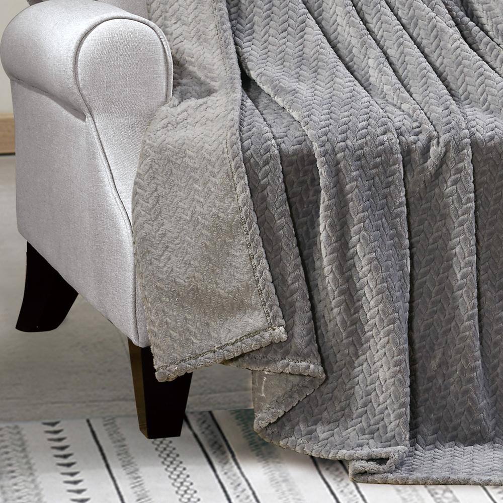 Alt View 2. Noble House - Plazatex Montana plush Decorative Warm and Comfortable Machine Washable Throw 50" x 60" Grey - Grey.