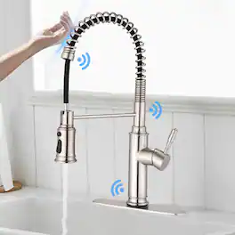 Ropilly - Touch Kitchen Faucet with Pull Down Sprayer, Single Handle Stainless Steel Sink Faucet - Brushed Nickel