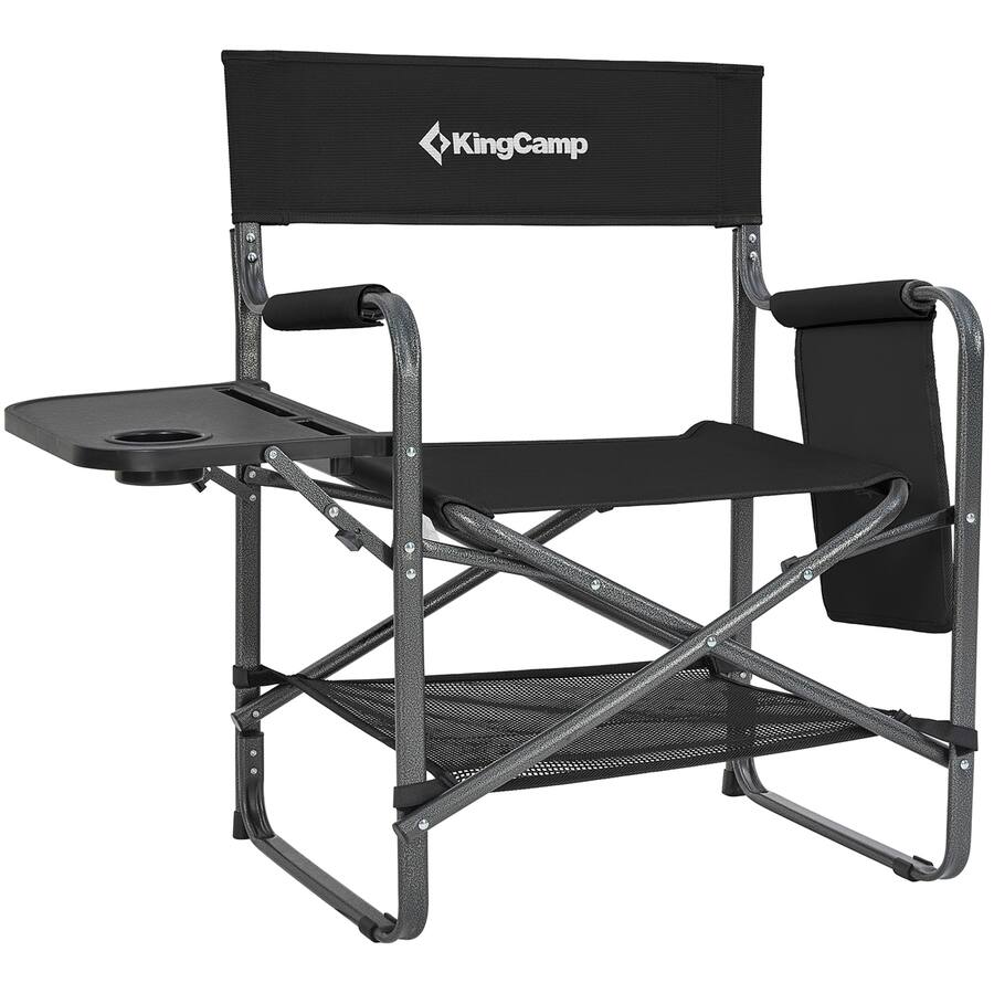KingCamp Outdoor Folding Director Chair w/ Side Table Bottom Mesh ...