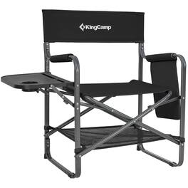 KingCamp - Outdoor Folding Director Chair w/ Side Table Bottom Mesh Storage - Black