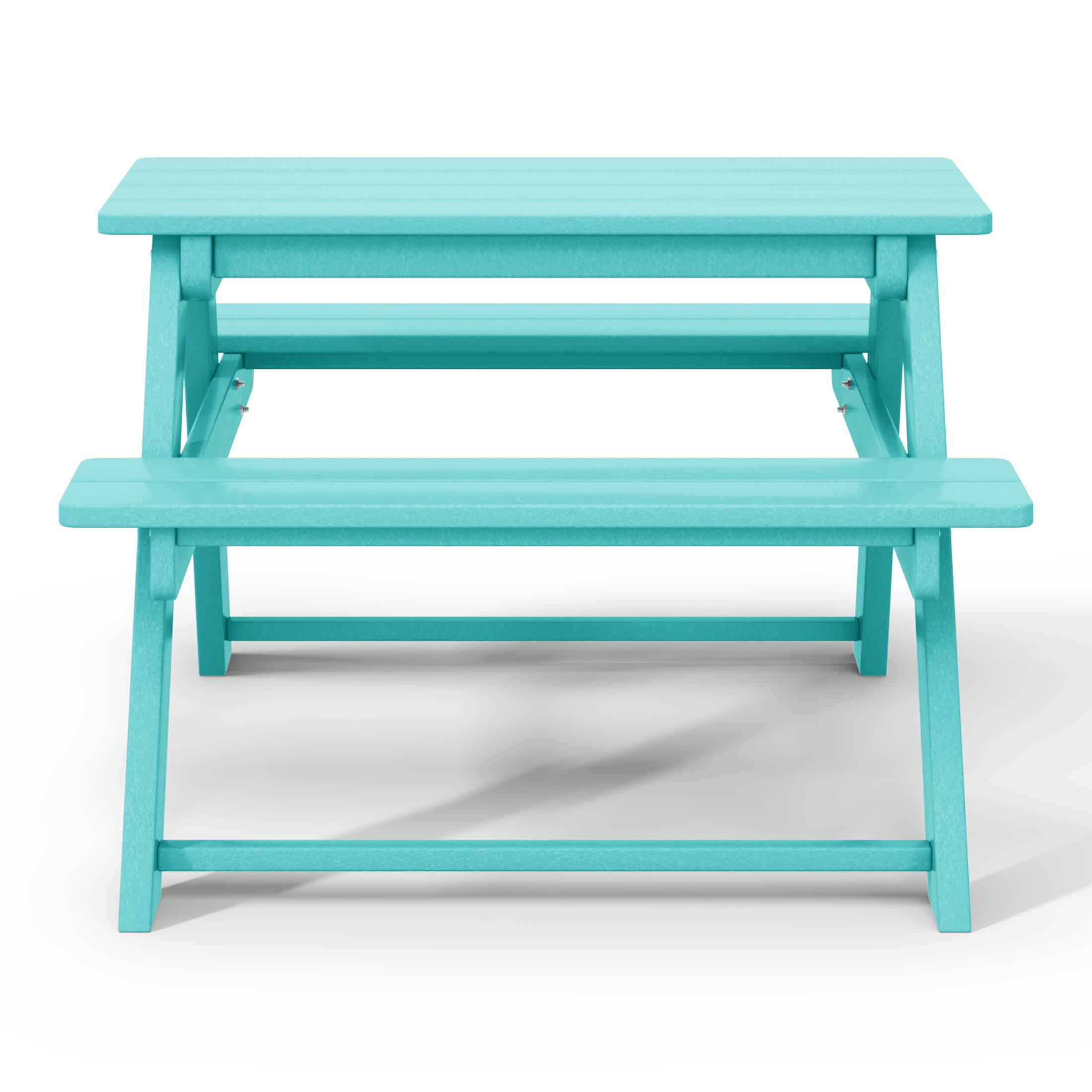 Back. WestinTrends - WestinTrends Malibu Outdoor Patio Kids HDPE Plastic Picnic Bench Table - Turquoise.