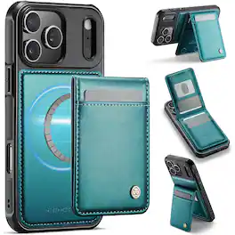 Dteck - Magnetic 2-in-1 Folio Wallet Case for Apple iPhone 17 Pro,RFID Blocking Detachable Card Pocket Stand Slim Cover - Green