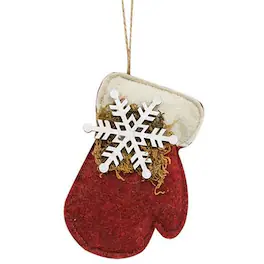 BreeBe - Snowflake Mitten Felt Ornament - Red