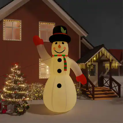 Front. vidaXL - vidaXL Christmas Inflatable Snowman with LEDs 179.1" - White.
