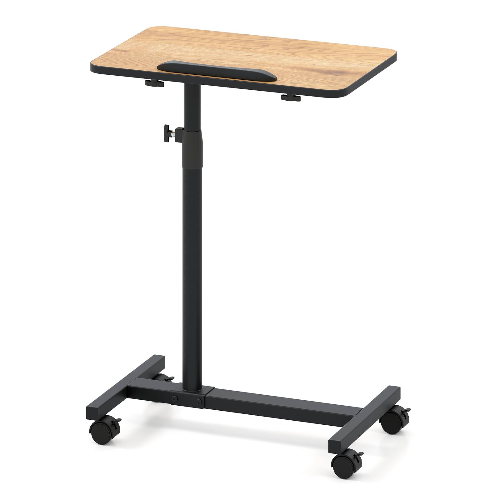 Angle. Costway - Costway Set of 2 Overbed Rolling Table Over Bed Laptop Desk Tilting Top - Natural.