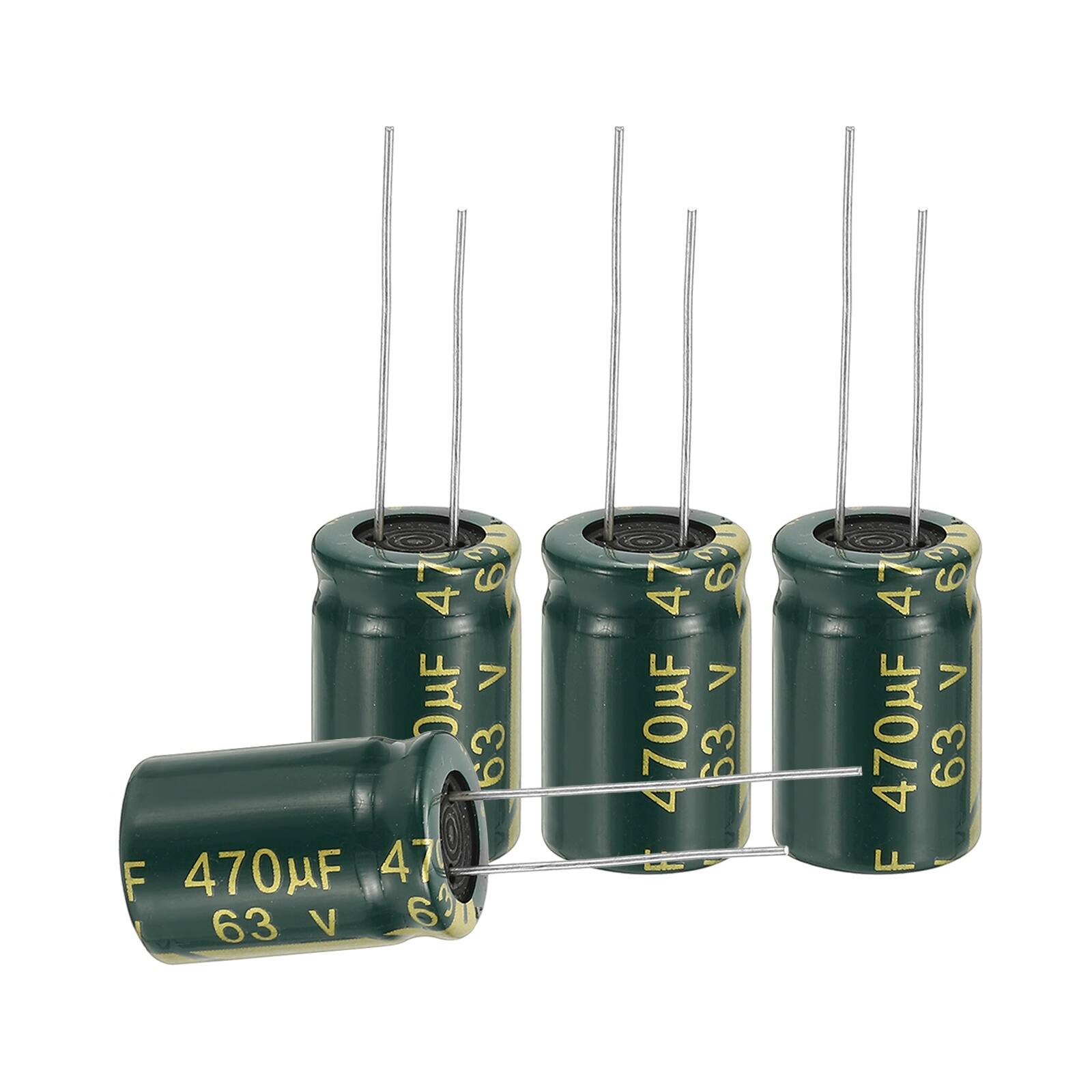 Unique Bargains - 470uF 63V 13x21mm Electrolytic Capacitor, High Frequency, Low Impedance, Radial Leads, 12pcs - Green price history on PriceWatchPro