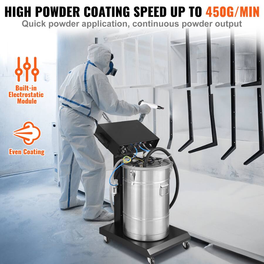 District Output Example VEVOR Powder Coating System, 40 W 100KV Electrostatic Output Powder ...