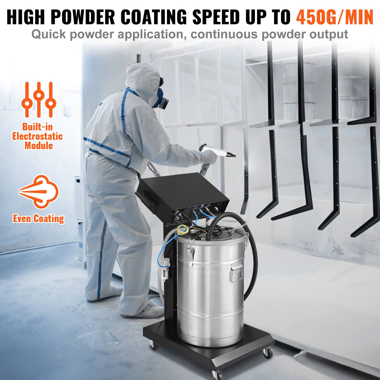 VEVOR Powder Coating System, 40 W 100KV Electrostatic Output Powder ...