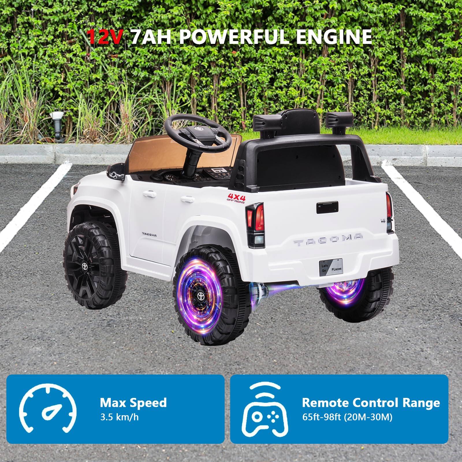 12V 7AH POWERFUL ENGINE

Max Speed: 3.5 km/h

Remote Control Range: 65ft-98ft (20M-30M)