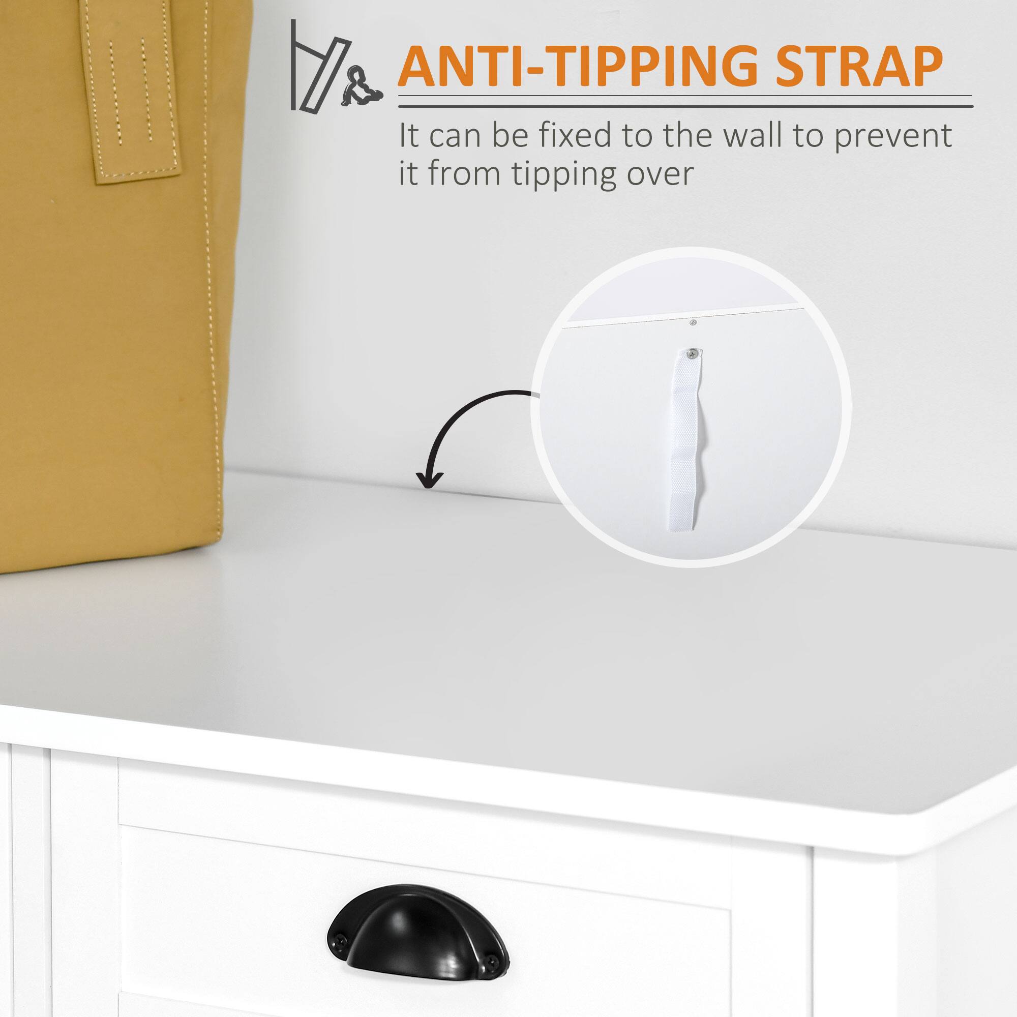 ANTI-TIPPING STRAP  
It can be fixed to the wall to prevent it from tipping over