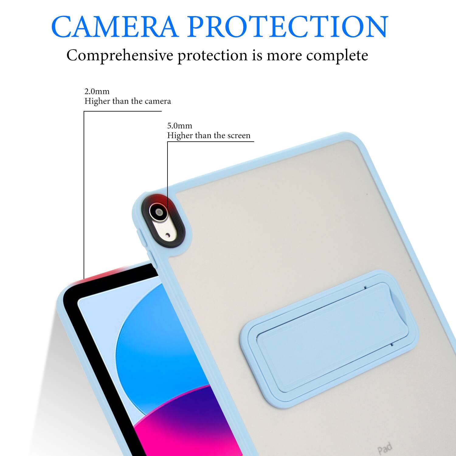 CAMERA PROTECTION  
Comprehensive protection is more complete  

2.0mm  
Higher than the camera  

5.0mm  
Higher than the screen