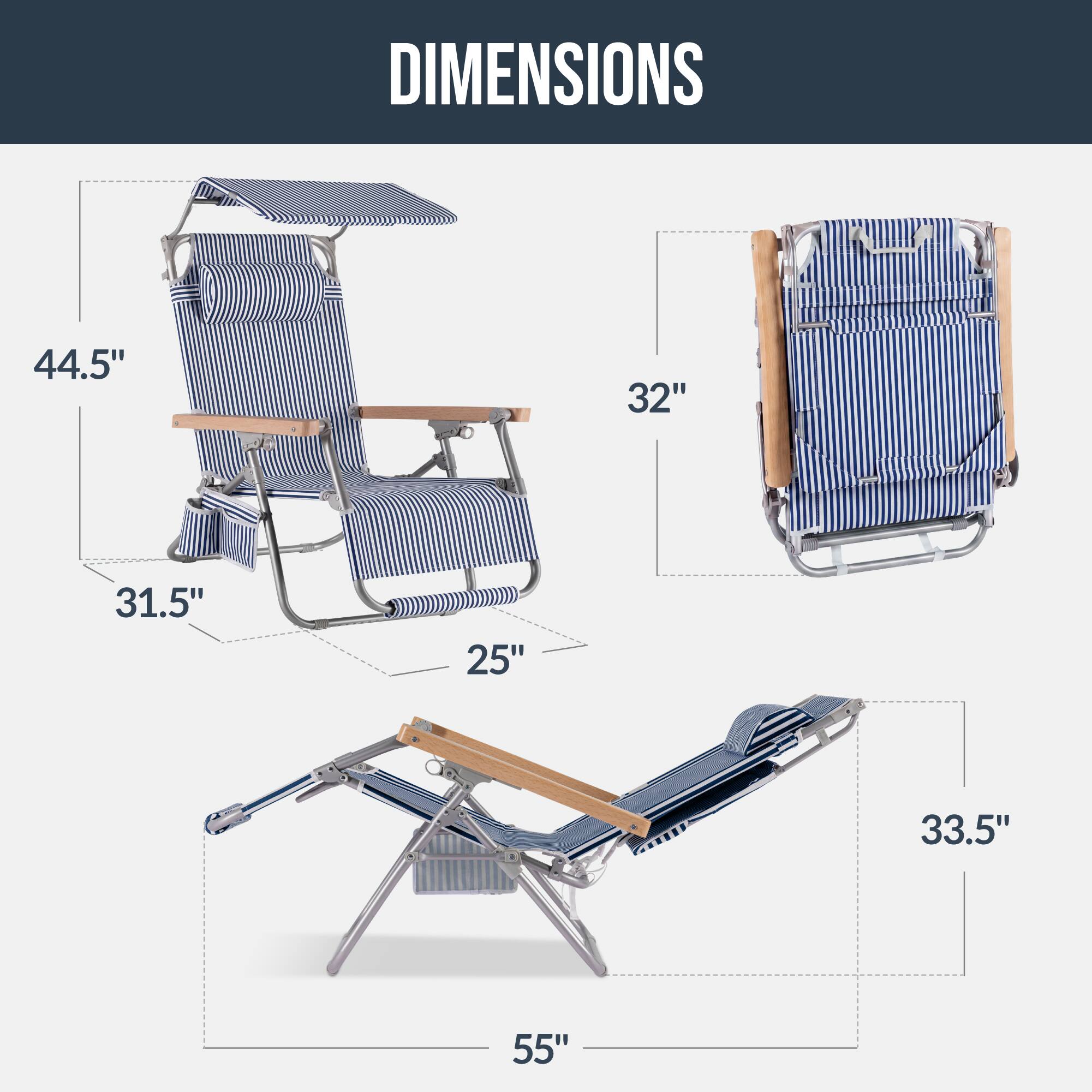 DIMENSIONS

44.5" 32" 31.5" 25" 33.5" 55"